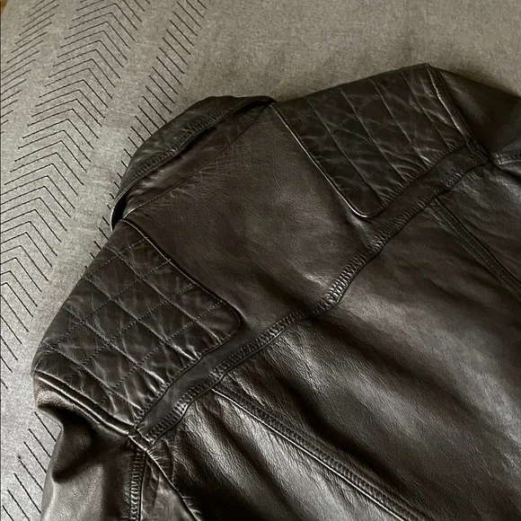 All Saints Quilted Black Leather Jacket